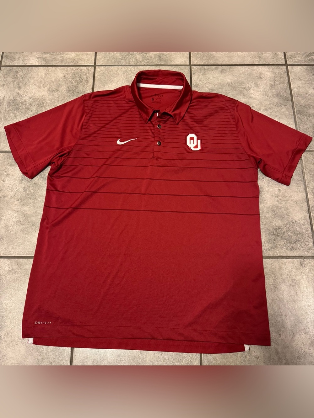 Nike DriFit Oklahoma OU Sooners Short Sleeve Golf Polo Shirt Mens XL Dark Red